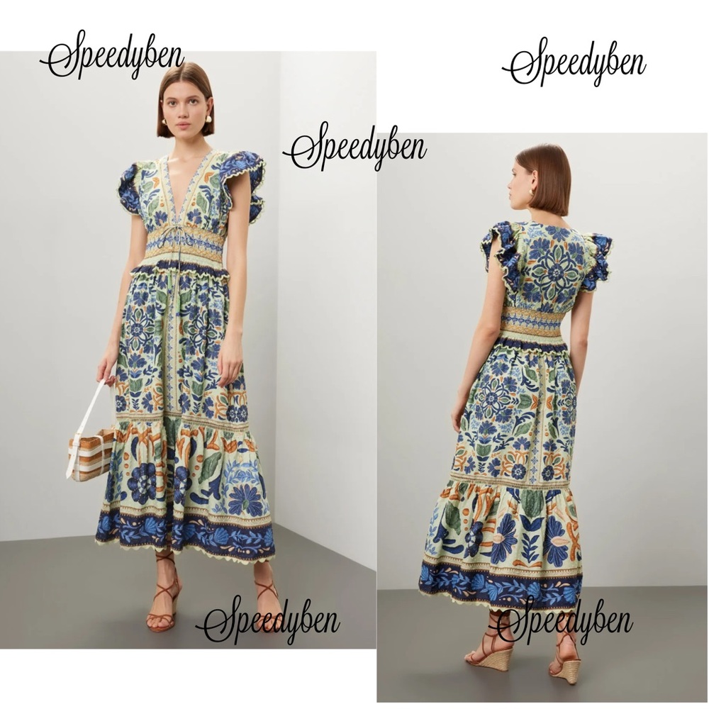 FARM RIO Ocean Tapestry Maxi Dress Large - Picture 3 of 12